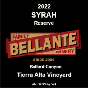 2022 Syrah Reserve, Tierra Alta Vineyard