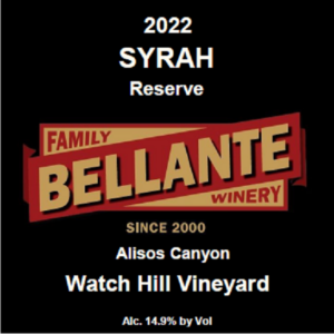 2022 Syrah Reserve, Watch Hill Vineyard